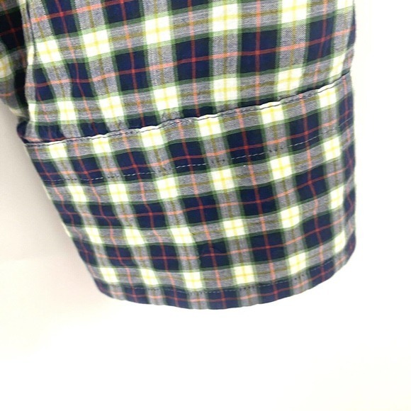 BILLY REID Men’s L Shirt Plaid Seersucker Cotton Long Sleeve Button Up Navy/ Red - Picture 5 of 7
